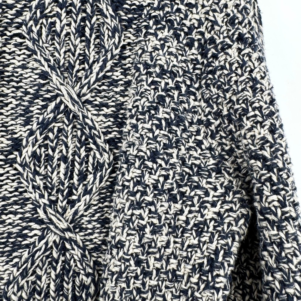 LL Bean Signature Navy Marled Cable Knit Zip Hoodie Sweater Cardigan Women's M - Picture 10 of 14